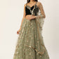 A Line Lehenga Net Green Embroidered Lehenga Choli