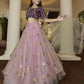 A Line Lehenga Net Lavender Embroidered Lehenga Choli