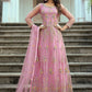 Floor Lenght Salwar Suit Net Pink Embroidered Salwar Kameez