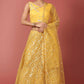 Lehenga Choli Net Mustard Embroidered Lehenga Choli