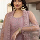 Pakistani Salwar Suit Net Pink Embroidered Salwar Kameez