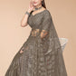 Classic Net Brown Embroidered Saree