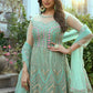 Anarkali Suit Net Sea Green Embroidered Salwar Kameez