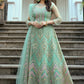 Anarkali Suit Net Sea Green Embroidered Salwar Kameez