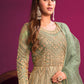 Floor Lenght Salwar Suit Net Sea Green Embroidered Salwar Kameez