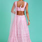 Lehenga Choli Net Pink Embroidered Lehenga Choli