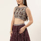 Lehenga Choli Net Burgundy Embroidered Lehenga Choli