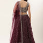 Lehenga Choli Net Burgundy Embroidered Lehenga Choli