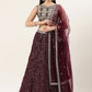 Lehenga Choli Net Burgundy Embroidered Lehenga Choli