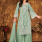 Salwar Suit Net Sea Green Embroidered Salwar Kameez