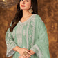 Salwar Suit Net Sea Green Embroidered Salwar Kameez