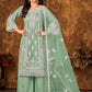 Salwar Suit Net Sea Green Embroidered Salwar Kameez