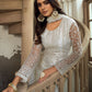Straight Salwar Suit Net Off White Embroidered Salwar Kameez