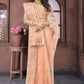 Classic Net Orange Embroidered Saree