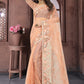 Classic Net Orange Embroidered Saree