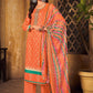 Salwar Suit Pashmina Orange Digital Print Salwar Kameez