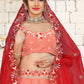 Lehenga Choli Organza Peach Embroidered Lehenga Choli