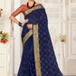 Trendy Saree Organza Blue Embroidered Saree