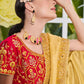 Contemporary Organza Satin Yellow Embroidered Saree