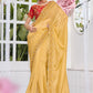 Contemporary Organza Satin Yellow Embroidered Saree