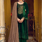 Palazzo Salwar Suit Velvet Green Embroidered Salwar Kameez