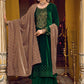 Palazzo Salwar Suit Velvet Green Embroidered Salwar Kameez