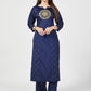 Designer Kurti Art Silk Blue Embroidered Kurtis