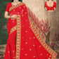 Designer Georgette Red Embroidered Saree