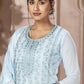 Salwar Suit Georgette Aqua Blue Embroidered Salwar Kameez