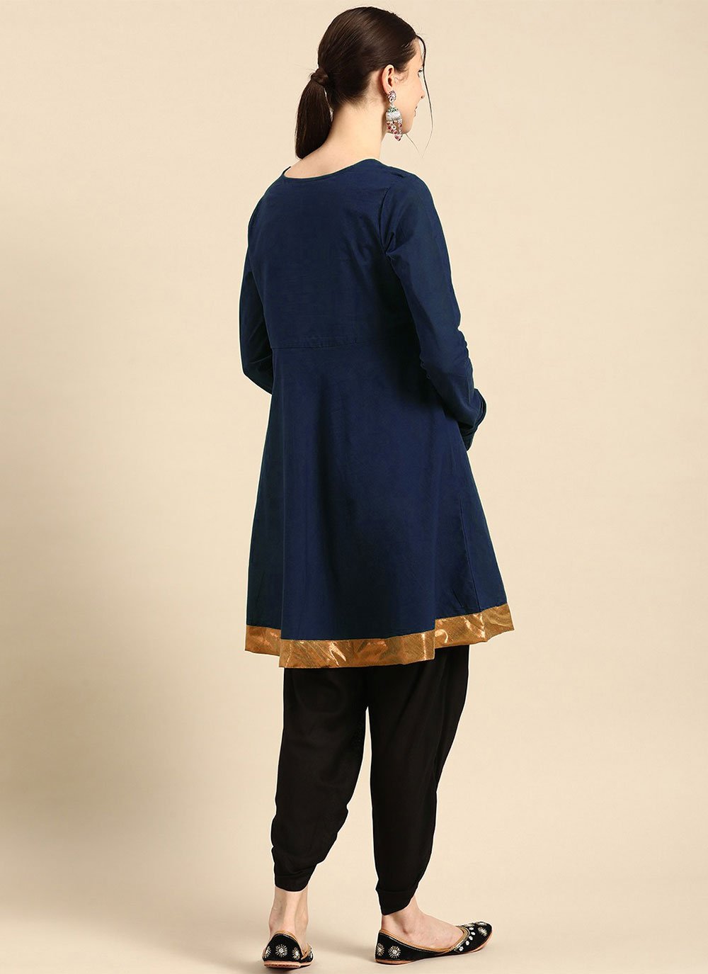 Party Wear Kurti Rayon Blue Embroidered Kurtis