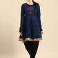 Party Wear Kurti Rayon Blue Embroidered Kurtis