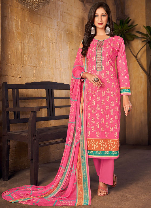 Salwar Suit Pashmina Pink Digital Print Salwar Kameez