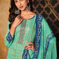 Straight Salwar Suit Pashmina Turquoise Digital Print Salwar Kameez