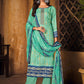 Straight Salwar Suit Pashmina Turquoise Digital Print Salwar Kameez