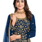 Patiala Suit Silk Blue Embroidered Salwar Kameez