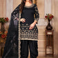 Punjabi Salwar Suit Art Silk Black Embroidered Salwar Kameez