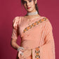 Contemporary Georgette Peach Embroidered Saree