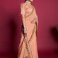 Contemporary Georgette Peach Embroidered Saree