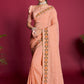 Contemporary Georgette Peach Embroidered Saree