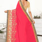 Classic Georgette Peach Embroidered Saree