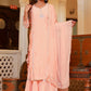 Readymade Style Silk Peach Embroidered Salwar Kameez