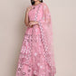 A Line Lehenga Net Pink Embroidered Lehenga Choli