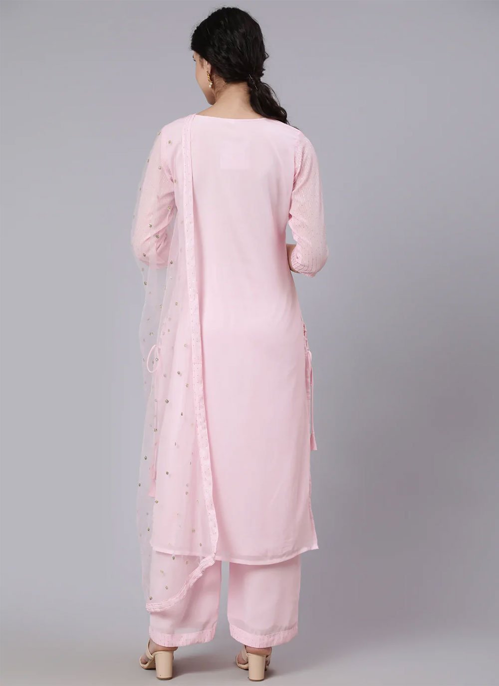 Palazzo Salwar Suit Georgette Pink Embroidered Salwar Kameez