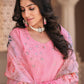 Pant Style Suit Cotton Pink Embroidered Salwar Kameez