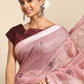 Casual Poly Cotton Pink Embroidered Saree