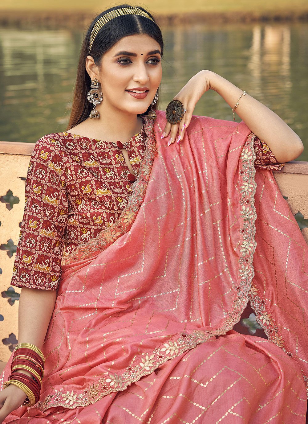 Trendy Saree Silk Pink Embroidered Saree