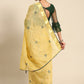 Classic Poly Cotton Yellow Embroidered Saree