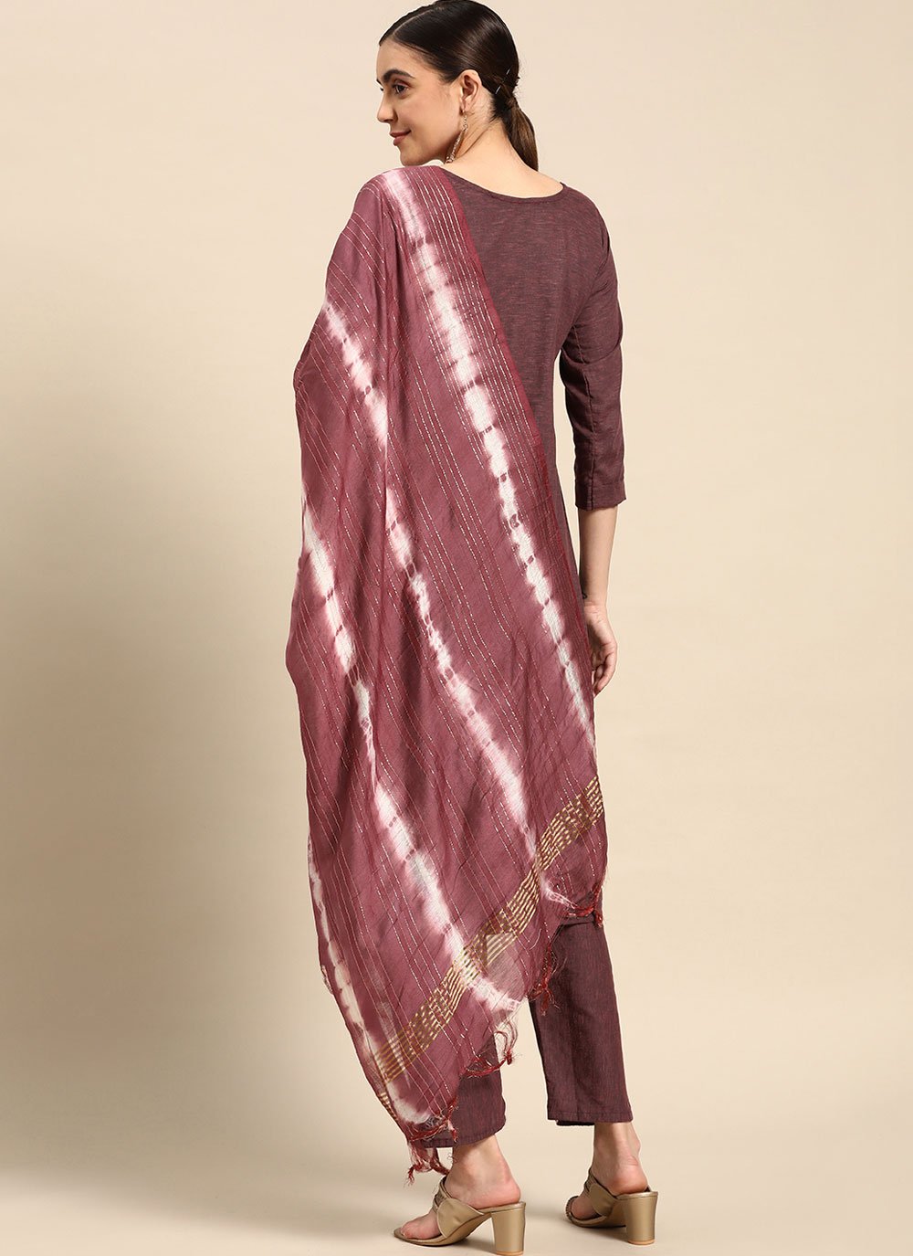 Salwar Suit Poly Cotton Mauve Embroidered Salwar Kameez