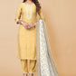 Pant Style Suit Poly Silk Yellow Embroidered Salwar Kameez