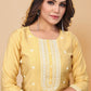 Pant Style Suit Poly Silk Yellow Embroidered Salwar Kameez